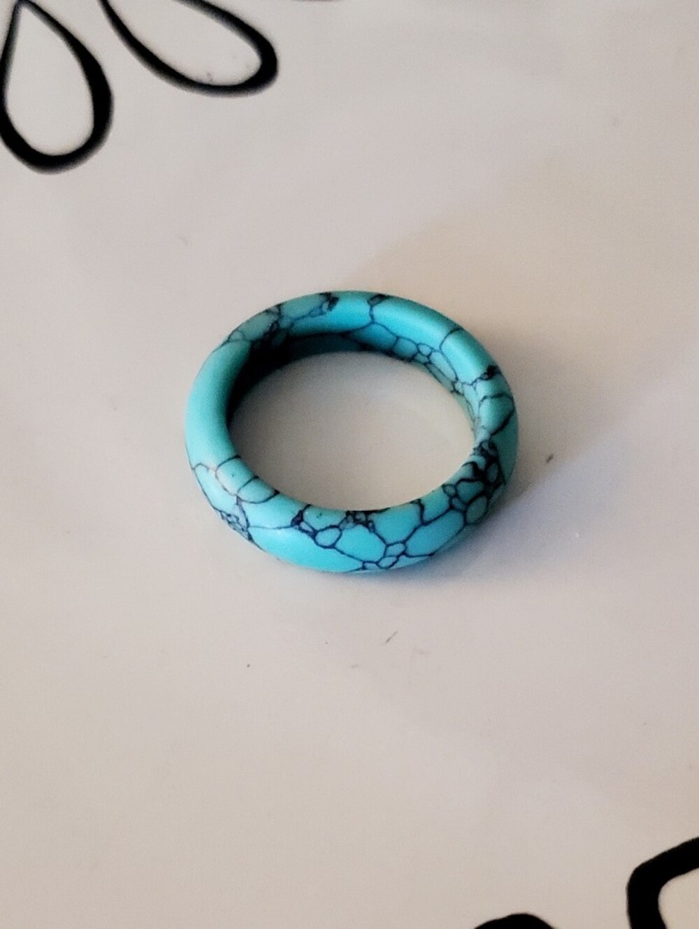 Source Unknown Turquoise Blue Marbled Women’s Ring